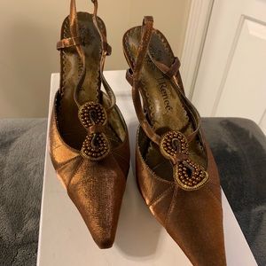 Elegant evening brown heels